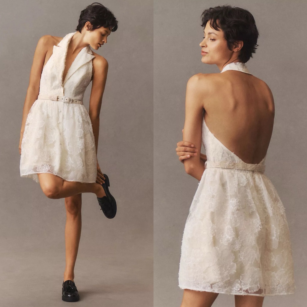 Nwt Anthropologie Dress The Population Saxon Floral Halter Collared Mini Dress